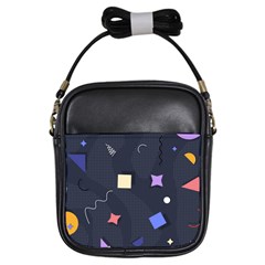 Memphis Pattern With Geometric Shapes Girls Sling Bag by Vaneshart