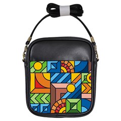 Colorful Geometric Mosaic Background Girls Sling Bag by Vaneshart