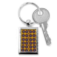 Bohemian Rare  Fantasy Flowers In The Festive Sun Key Chain (rectangle) by pepitasart