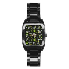 Alien Ufo Pattern Stainless Steel Barrel Watch by Vaneshart