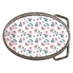 Watercolor Roses Lace Background Belt Buckles Front