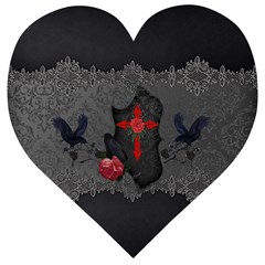 The Crows With Cross Wooden Puzzle Heart by FantasyWorld7