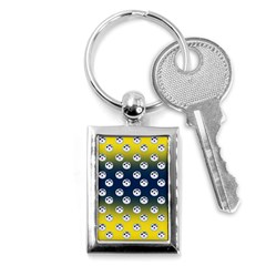 English Breakfast Yellow Pattern Blue Ombre Key Chain (rectangle) by snowwhitegirl