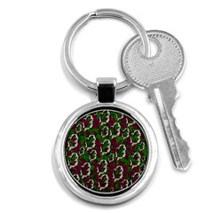 Green Fauna And Leaves In So Decorative Style Key Chain (round) by pepitasart