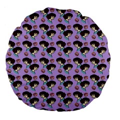 Redhead Girl Pattern Lilac Large 18  Premium Flano Round Cushions by snowwhitegirl