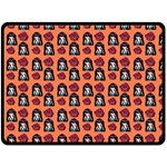 Girl Flower Pattern Apricot Double Sided Fleece Blanket (Large)  80 x60  Blanket Back