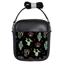 Cartoon African Cactus Seamless Pattern Girls Sling Bag by Vaneshart