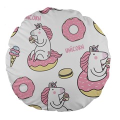 Unicorn Seamless Pattern Background Vector (1) Large 18  Premium Round Cushions by Sobalvarro