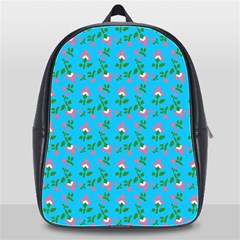 Carnation Pattern Blue School Bag (xl) by snowwhitegirl