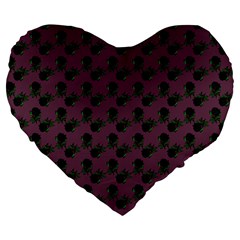 Black Rose Mauve Large 19  Premium Flano Heart Shape Cushions by snowwhitegirl