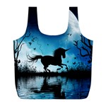 Wonderful Unicorn Silhouette In The Night Full Print Recycle Bag (L) Back