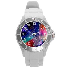 Cosmic Galaxy Stardust Round Plastic Sport Watch (l) by trulycreative