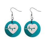 Heart Rate Mini Button Earrings Front