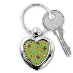 Thanksgiving Turkey Pattern Key Chain (heart) by Valentinaart