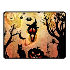 Funny Halloween Design, Pumpkin, Cat, Owl And Crow Double Sided Fleece Blanket (small)  by FantasyWorld7