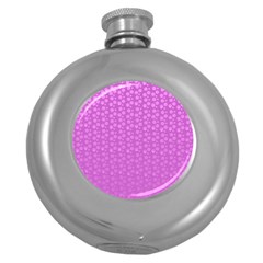 Background Polka Pink Round Hip Flask (5 Oz) by HermanTelo