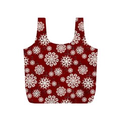 Snowflakes On Red Full Print Recycle Bag (s) by bloomingvinedesign