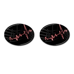 Music Wallpaper Heartbeat Melody Cufflinks (oval) by HermanTelo