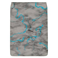 Marble Light Gray With Bright Cyan Blue Veins Texture Floor Background Retro Neon 80s Style Neon Colors Print Luxuous Real Marble Removable Flap Cover (l) by genx