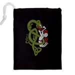 Pepe the Frog Rare Celtic Viking Norse Dragon pattern Deus Vult medieval wojak Crusader Drawstring Pouch (5XL) Back