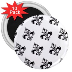 French France Fleur De Lys Metal Pattern Black And White Antique Vintage 3  Magnets (10 Pack)  by Quebec