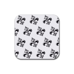 French France Fleur De Lys Metal Pattern Black And White Antique Vintage Rubber Coaster (square)  by Quebec