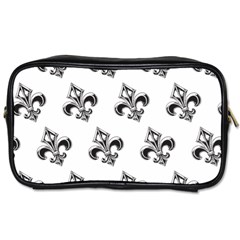 French France Fleur De Lys Metal Pattern Black And White Antique Vintage Toiletries Bag (two Sides) by Quebec