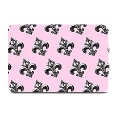 French France Fleur De Lys Metal Pattern Black And White Antique Vintage Pink And Black Rocker Plate Mats by Quebec