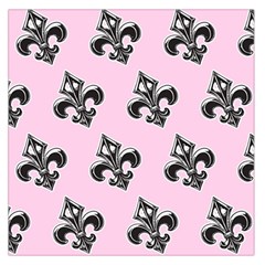 French France Fleur De Lys Metal Pattern Black And White Antique Vintage Pink And Black Rocker Large Satin Scarf (square) by Quebec