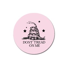 Gadsden Flag Don t Tread On Me Light Pink And Black Pattern With American Stars Magnet 3  (round) by snek