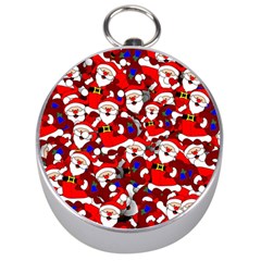 Nicholas Santa Christmas Pattern Silver Compasses