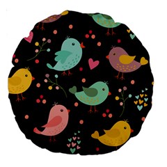 Birds Cute Pattern Background Large 18  Premium Round Cushions by Vaneshart