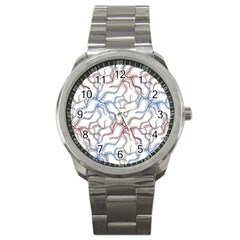 Pearl Pattern Floral Design Art Digital Seamless Sport Metal Watch by Vaneshart