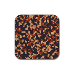 Aged Red, White, And Blue Camo Rubber Coaster (square)  by McCallaCoultureArmyShop