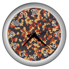 Aged Red, White, And Blue Camo Wall Clock (silver) by McCallaCoultureArmyShop