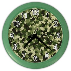 Dark Green Camouflage Army Color Wall Clock by McCallaCoultureArmyShop