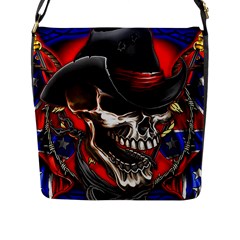 Confederate Flag Usa America United States Csa Civil War Rebel Dixie Military Poster Skull Flap Closure Messenger Bag (l) by Sapixe