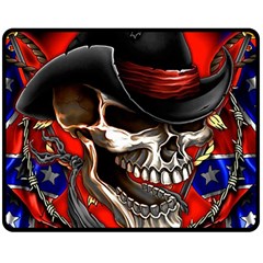 Confederate Flag Usa America United States Csa Civil War Rebel Dixie Military Poster Skull Double Sided Fleece Blanket (medium)  by Sapixe