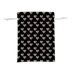 Patchwork Heart Black Lightweight Drawstring Pouch (m)