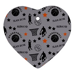 Slam Dunk Basketball Gray Ornament (heart) by mccallacoulturesports