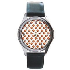 Orange Basketballs Round Metal Watch by mccallacoulturesports