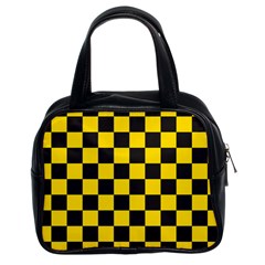 Checkerboard Pattern Black And Yellow Ancap Libertarian Classic Handbag (two Sides) by snek