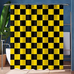 Checkerboard Pattern Black And Yellow Ancap Libertarian Shower Curtain 60  X 72  (medium)  by snek