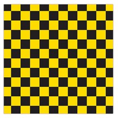 Checkerboard Pattern Black And Yellow Ancap Libertarian Large Satin Scarf (square) by snek