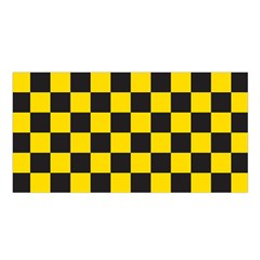 Checkerboard Pattern Black And Yellow Ancap Libertarian Satin Shawl by snek