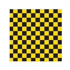 Checkerboard Pattern Black And Yellow Ancap Libertarian Small Satin Scarf (square) by snek