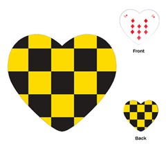 Checkerboard Pattern Black And Yellow Ancap Libertarian Playing Cards Single Design (heart) by snek