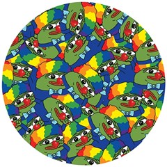 Clown World Pepe The Frog Honkhonk Meme Kekistan Funny Pattern Blue  Wooden Puzzle Round by snek