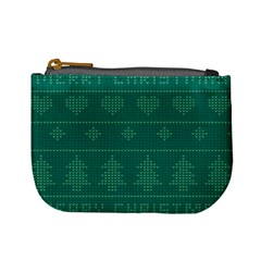 Beautiful Knitted Christmas Pattern Green Mini Coin Purse