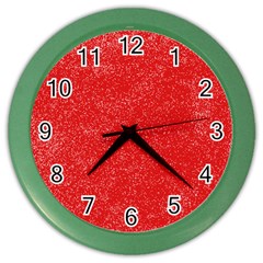 Modern Red And White Confetti Pattern Color Wall Clock by yoursparklingshop